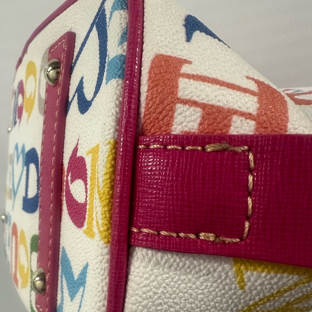 Dooney & Bourke White Multicolor Logo Crossbody with Pink Trim - Picture 9 of 9